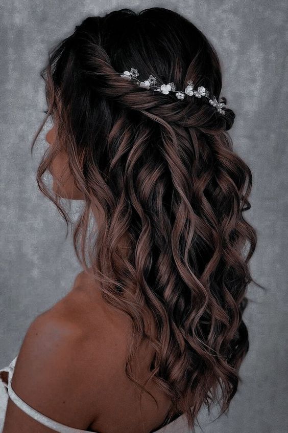 Curls with Braided Crow Bridesmaid Hairstyle
